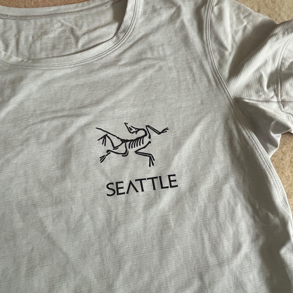 NWT Small women’s Taema Tee - tech t-shirt - light gray - Arc’teryx “Seattle” - Picture 3 of 6